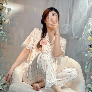 Bộ Lụa Mặc Nhà Pijama Nữ Chất Lụa Cao Cấp Mát Mềm Mịn