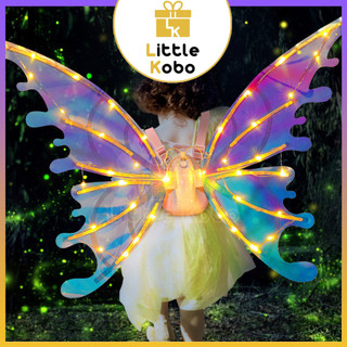 Bộ cánh tiên cánh bướm cánh thiên thần phát sáng tự vẫy có nhạc cho bé chơi trung thu haloween