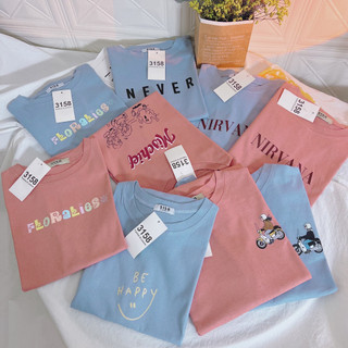 Áo thun nữ YUSTUDIO 3158 form rộng màu pastel hồng - xanh 