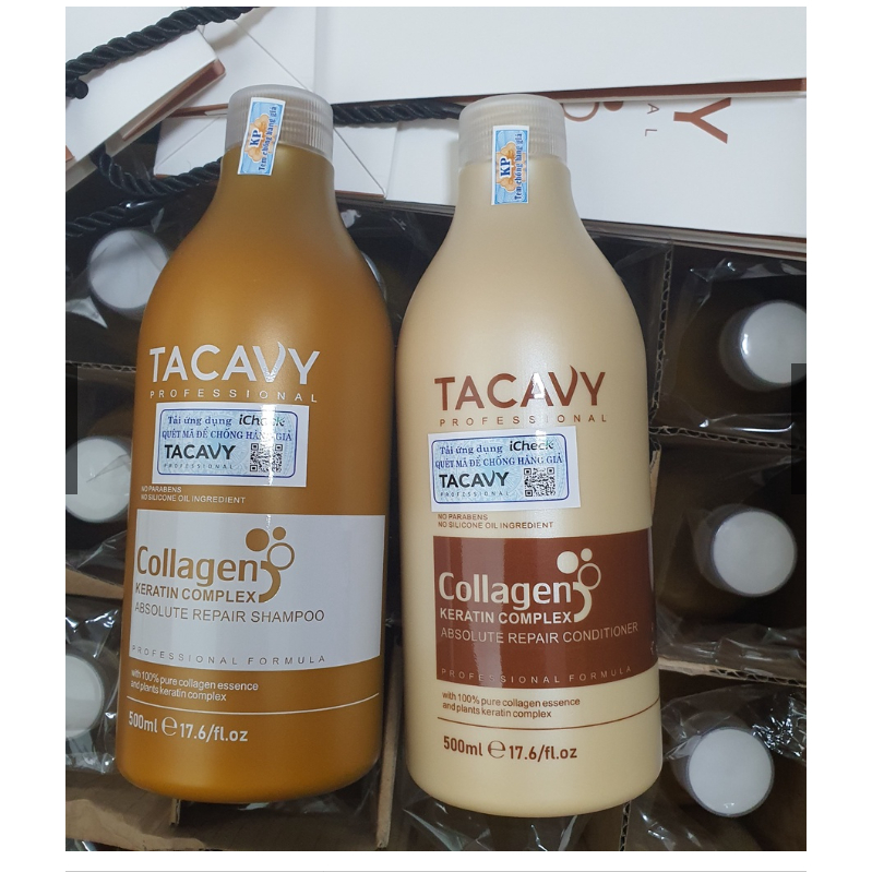 Cặp Dầu Gội Xả TACAVY 500ml | Giảm Gãy Rụng, Phục Hồi Tóc Hư Tổn, Khô Xơ | Hàng Chính Hãng
