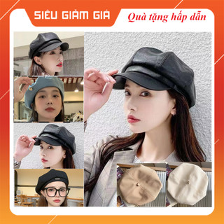 Mũ nồi beret,mũ nồi bằng da pu thời trang phong cách hàn quốc trẻ trung cho nữ.mũ nồi jean nữ phong cách retro