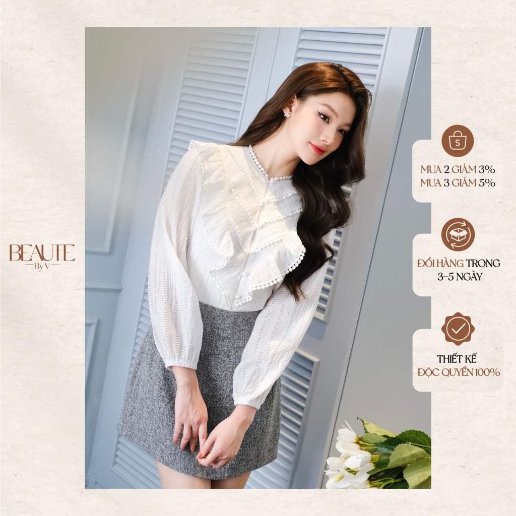 BEAUTEBYV - Áo sơmi bèo riềm ren Adeline