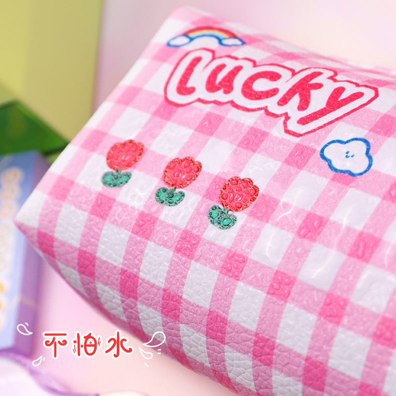 Túi Đựng Bút Dáng Tròn Da PU Chống Nước Kẻ Caro Xinh Xắn Giá Rẻ Hộp Bóp Viết Mỹ Phẩm Peach home 1k