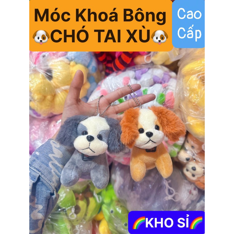 MÓC KHOÁ Hình CHÓ TAI Xù XINH XẮN,Treo Cặp,Treo Balô Tiện Dụng