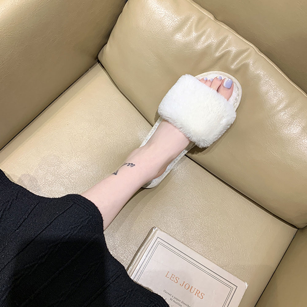 Dép lông thỏ đi trong nhà, quai ngang dạng bánh mì, đi ấm chân vào mùa đông