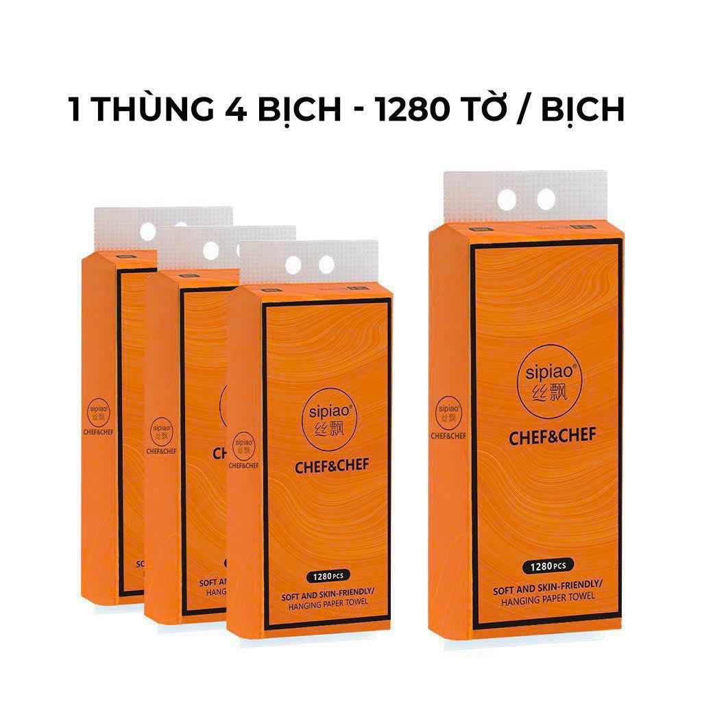 Thùng 4 bịch giấy rút Sipiao Chef&Chef 1280 tờ nội địa trung