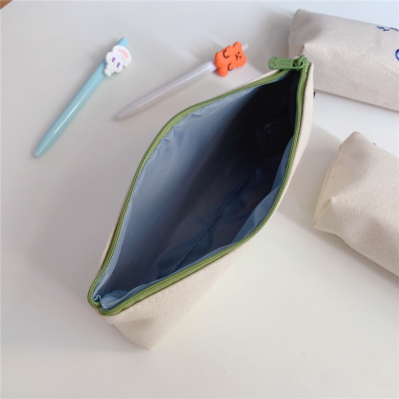 Túi Đựng Bút Vải Canvas Thêu Hình Chú Gấu Học Bài Cute Xinh Xắn Giá Rẻ Hộp Bóp Viết Mỹ Phẩm Peach home 1k