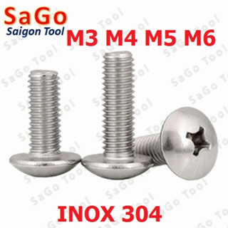 Ốc Vít inox đầu dù pake Inox 304 M3 M4 M5 M6,  Bu lông inox đầu dù pake inox 304