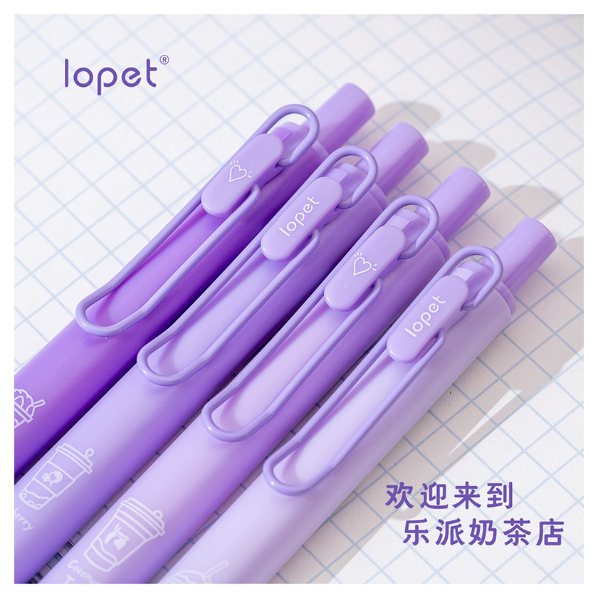 Bút Gel Bấm LOPET TARO Mực Đen Ngòi 0.5mm Phù Hợp Viết Sổ Calligraphy, Mực đều viết siêu êm