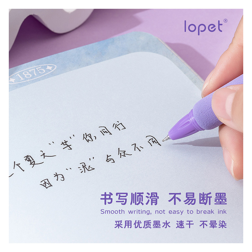 Bút Gel Bấm LOPET TARO Mực Đen Ngòi 0.5mm Phù Hợp Viết Sổ Calligraphy, Mực đều viết siêu êm