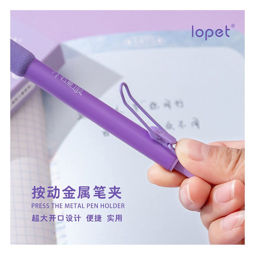 Bút Gel Bấm LOPET TARO Mực Đen Ngòi 0.5mm Phù Hợp Viết Sổ Calligraphy, Mực đều viết siêu êm