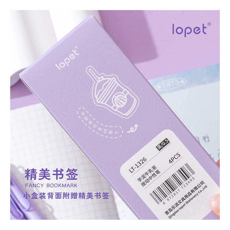 Bút Gel Bấm LOPET TARO Mực Đen Ngòi 0.5mm Phù Hợp Viết Sổ Calligraphy, Mực đều viết siêu êm
