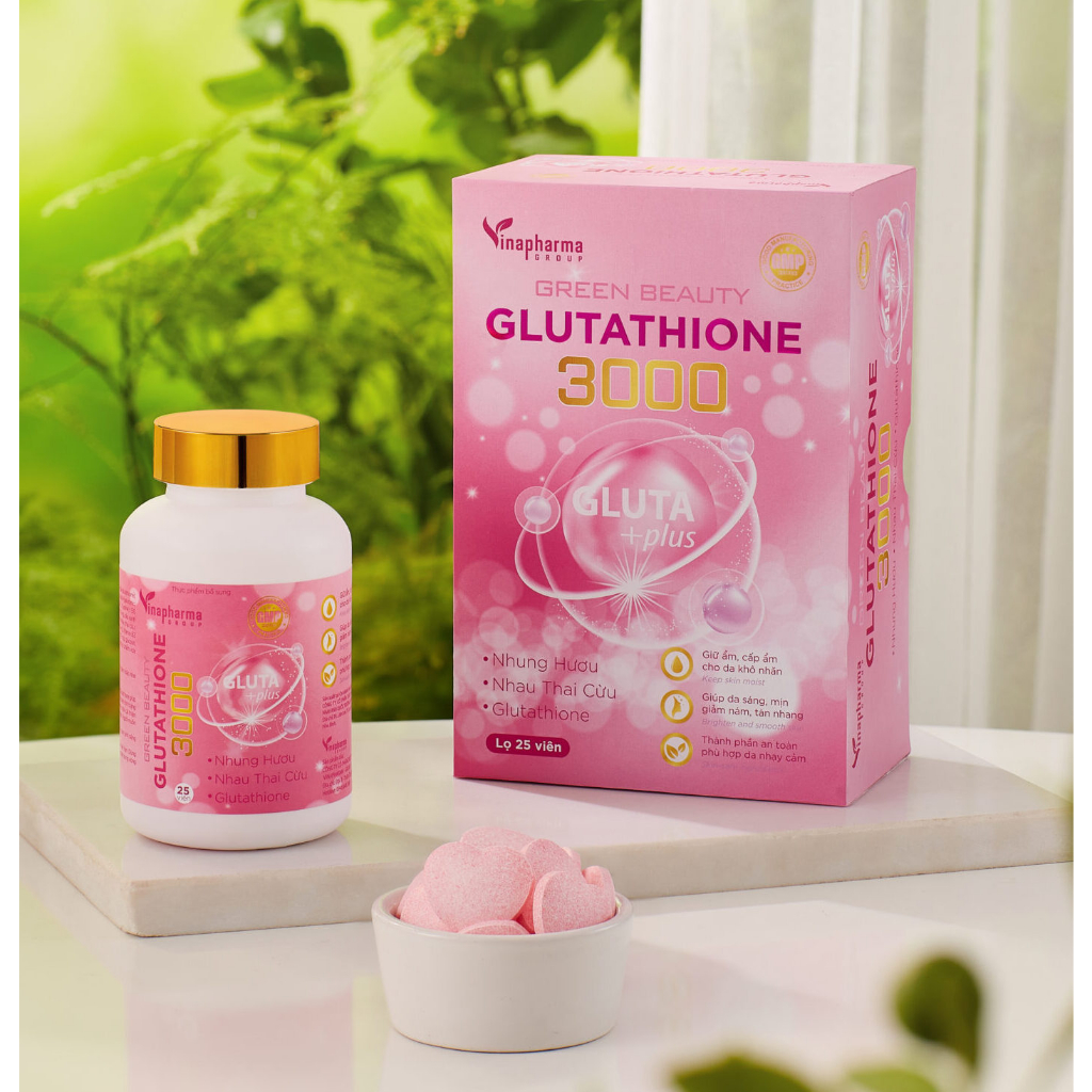 Viên uống trắng da Glutathione 3000, mờ nám, giảm thâm, nâng tone, hộp 25 Viên