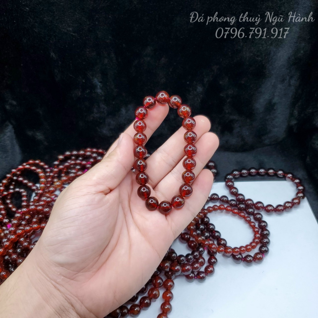 Vòng tay đá granet chất trong siêu đẹp - có kiểm định