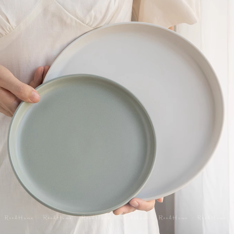Đĩa sứ phẳng 26.5cm màu trắng thanh lịch thiết kế đơn giản ReedHOME