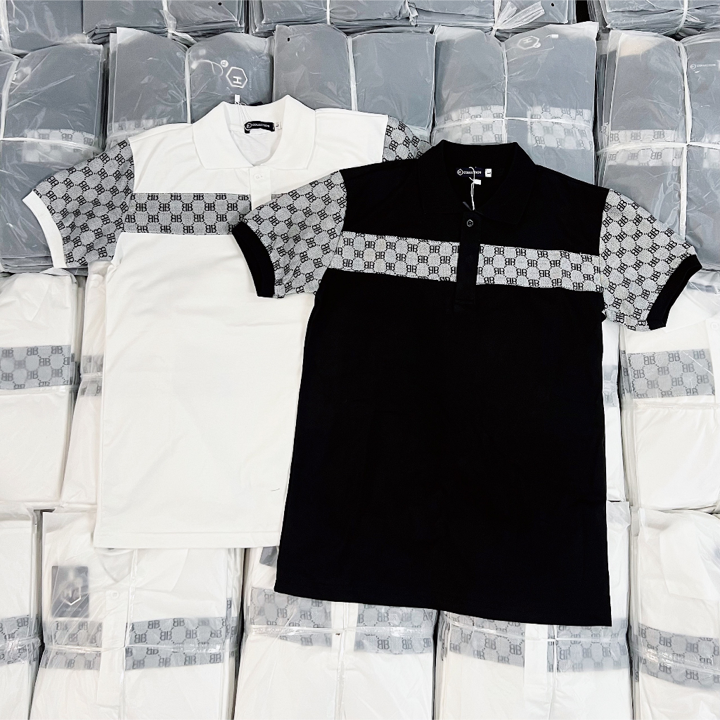 Áo thun nam cổ trụ phối viền chất cotton nhập khẩu cao cấp mẫu mới