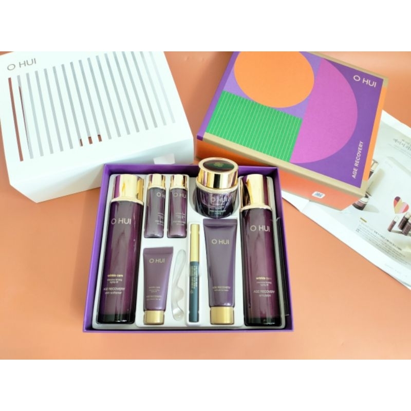 SET OHUI TÍM BABY COLLAGEN hoa hồng, sữa dưỡng, tinh chất, mặt và mắt