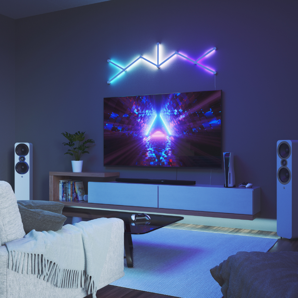 Đèn LED thanh trang trí dán tường Nanoleaf Lines, 16 triệu màu, đồng bộ âm nhạc, game, hỗ trợ Google, Apple Homekit
