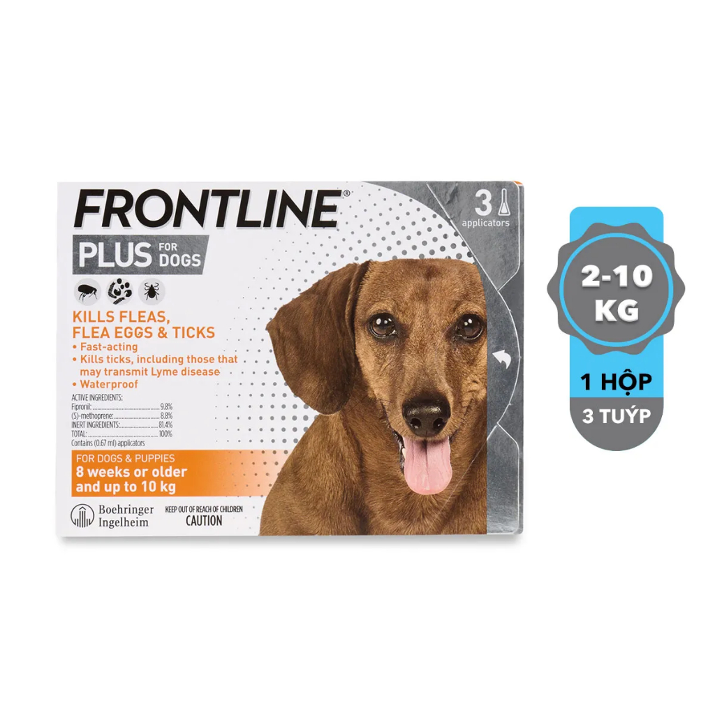 Tuýp nhỏ gáy Frontline Plus cho chó ngăn ve, rận, bọ chét (trứng, ấu trùng, con trưởng thành) 2-10kg Petemo Pet Shop