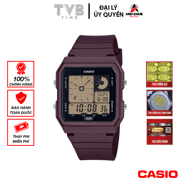 Đồng hồ nữ dây nhựa Casio chính hãng Anh Khuê LF-20W-5ADF