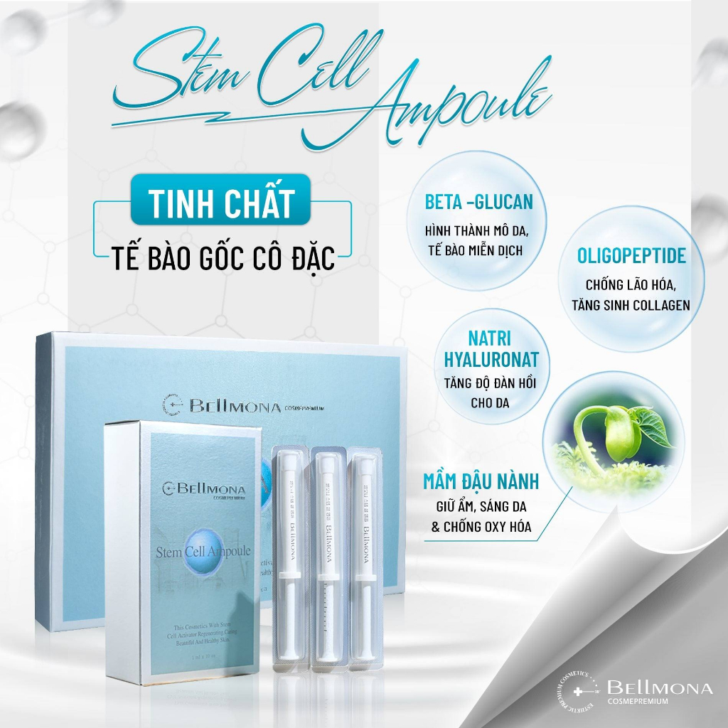 Bellmona Stem Cell Ampoule - Dịch chiết tế bào gốc cô đặc phục hồi và khắc phục mọi vấn đề nan giải của da