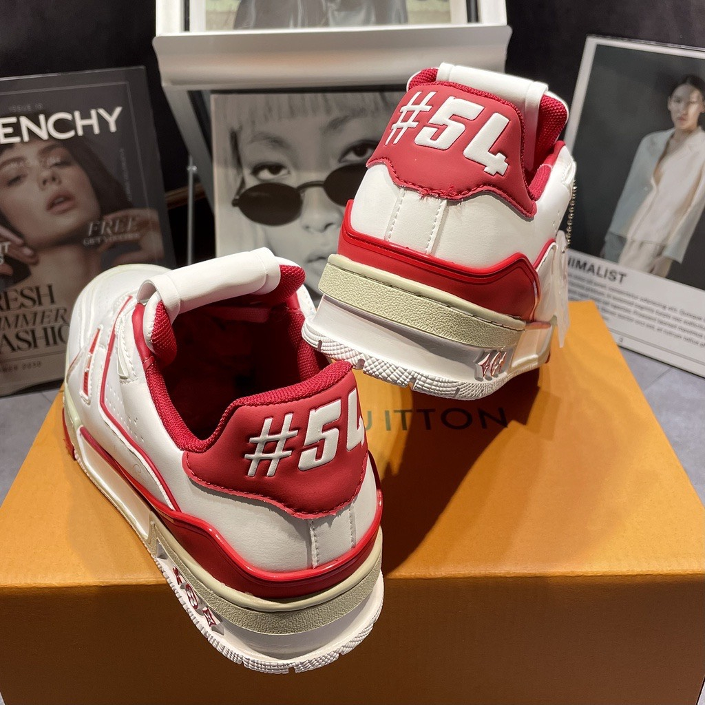 Giày LV Trainer 54 Đỏ Xanh Lá Xanh Than, Giày Thể Thao LV Nam Nữ Trainer Black White Red Hot 2023 Full Box Bill
