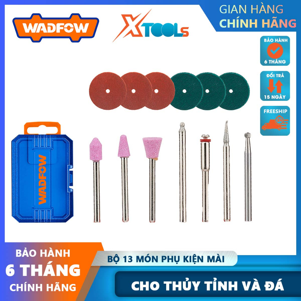 Bộ 13 linh kiện đa năng máy mài khuôn mini WADFOW WRR2013 linh kiện mài cắt mini chất lượng cao, đa dụng