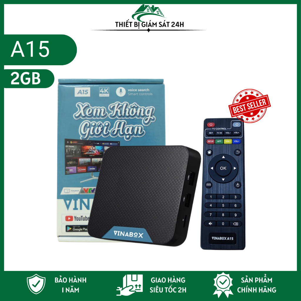Android Tivi Box A15 bản RAM 2G - ROM 16G, Hệ điều hành Android 10.0 hàng chính hàng giá rẻ