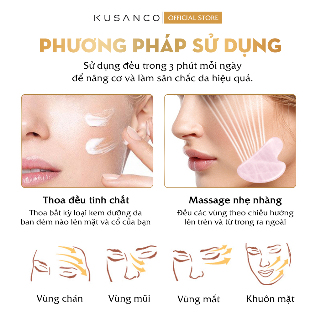 Đá guasha massage mặt Kusanco, guasha nâng cơ giúp thon gọn mặt và giảm nếp nhăn