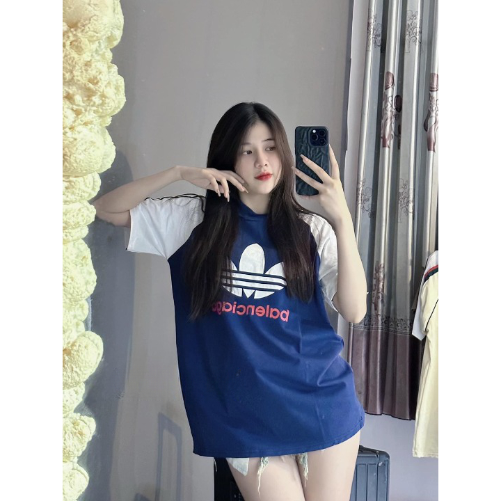Áo thun thể thao BAERCIAGA tay phối, Áo phông cổ tròn tay lỡ dáng dài chất cotton khô 3158 thoáng mát