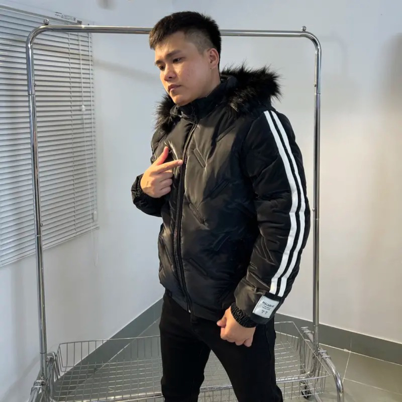 Áo Khoác Phao Nam Mũ Lông Trần Bông Siêu Ấm, Áo Phao Nam Trần Bông