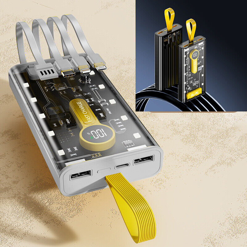 Pin Sạc Dự Phòng 20000mAh Sạc Nhanh 66W Gắn Kèm 4 Dây Cáp Sạc