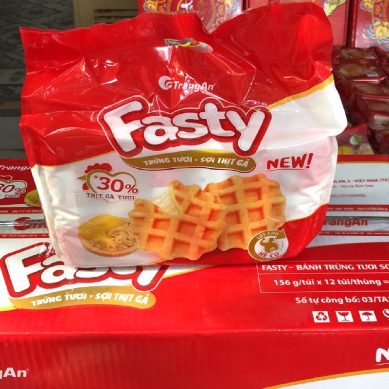 Bánh Fasty Tràng An Trứng tươi - Sợi Thịt Gà 6 gói / 1 túi x 156g