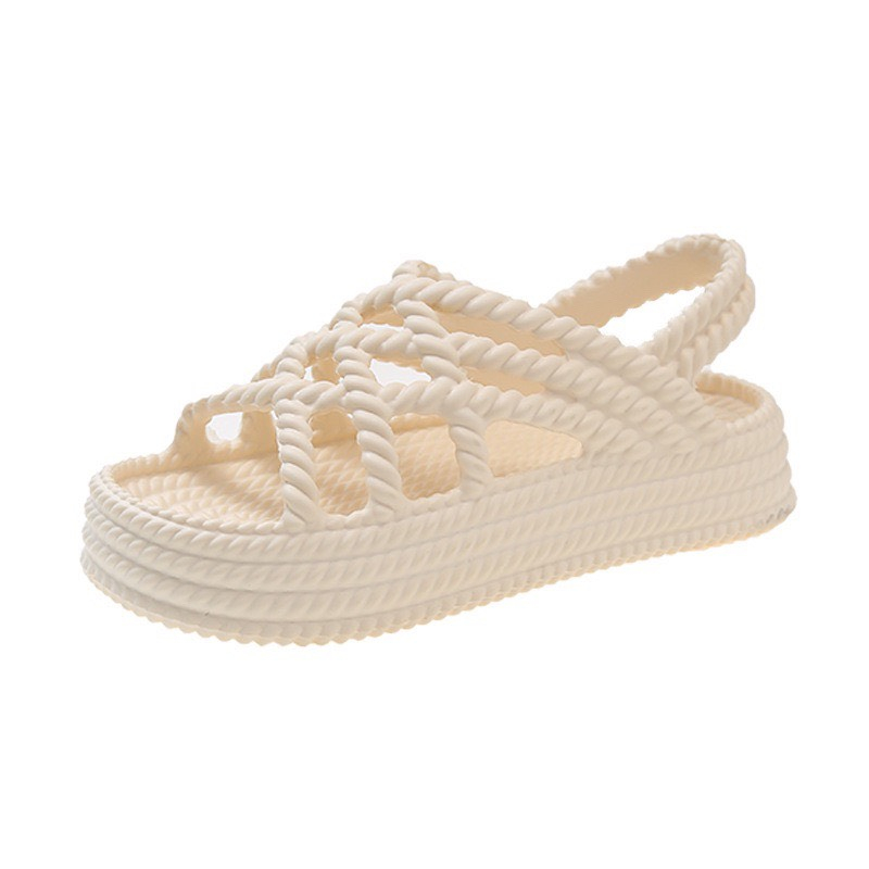 Dép Sandal Quai Chéo Dây Bện Đế 5cm Dép Quai Hậu Siêu Mềm Chống Nước