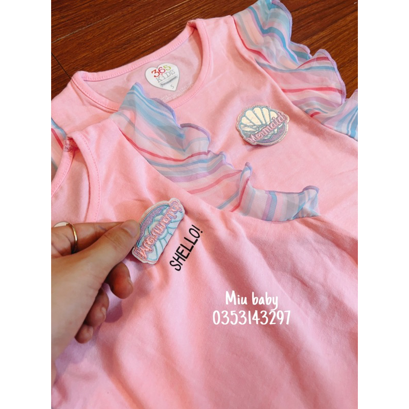 Áo sát nách tiên cá bé gái 2 màu xuat du