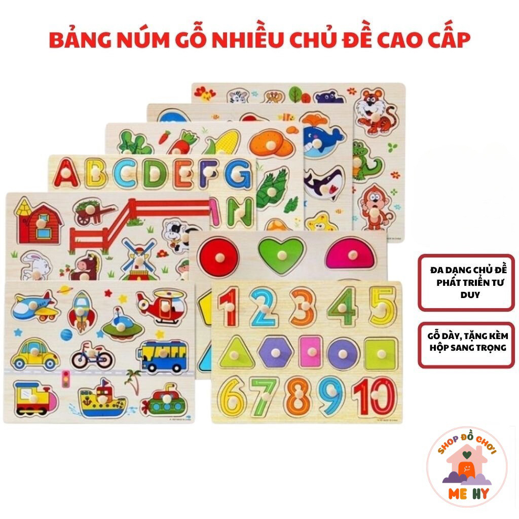 Bảng Gỗ Ghép Hình Có Núm Thông Minh Cho Bé Giúp Con Phát Triển Tư Duy Vượt Bậc - Shop Mẹ Hy