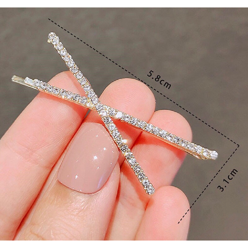 Kẹp chéo đính hạt lấp lánh ánh kim xinh chụp ảnh đẹp