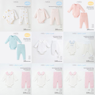 Bộ quần áo Body Suit cho bé sơ sinh 3-11kg chính hãng mẫu mới 2023 peptit premium cài lệch cộc tay và dài tay