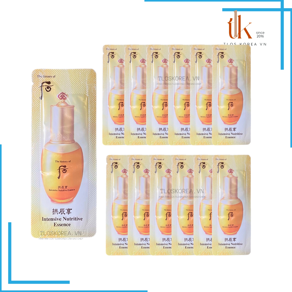 Whoo Vàng Tinh Chất Đông Y Cải Thiện Nếp Nhăn - Whoo Qi &Jin Essence 1Ml Gói Sample/ Chống Lão/Nâng Cơ/ Ẩm Mịn