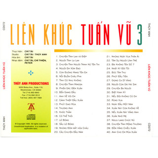 Đĩa cd 2513.tacd072-lien khuc tuan vu 3 chất lượng cao
