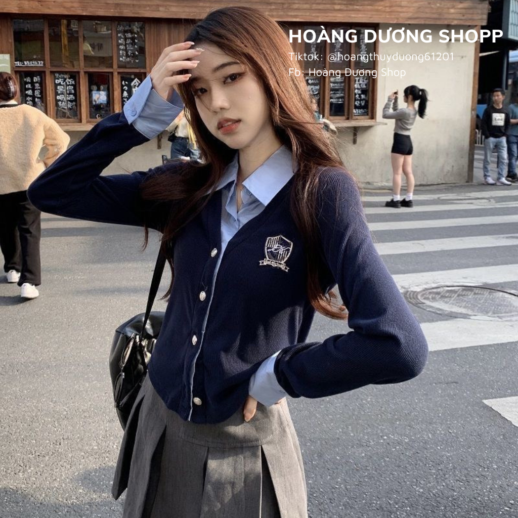 Áo Sơ Mi Tay Dài Giả Hai Lớp Dáng Ôm Phong Cách Hàn Quốc, Áo Sơ Mi Nỉ Mỏng 2 Lớp Ôm Eo Thời Trang Thu Đông Cho Nữ