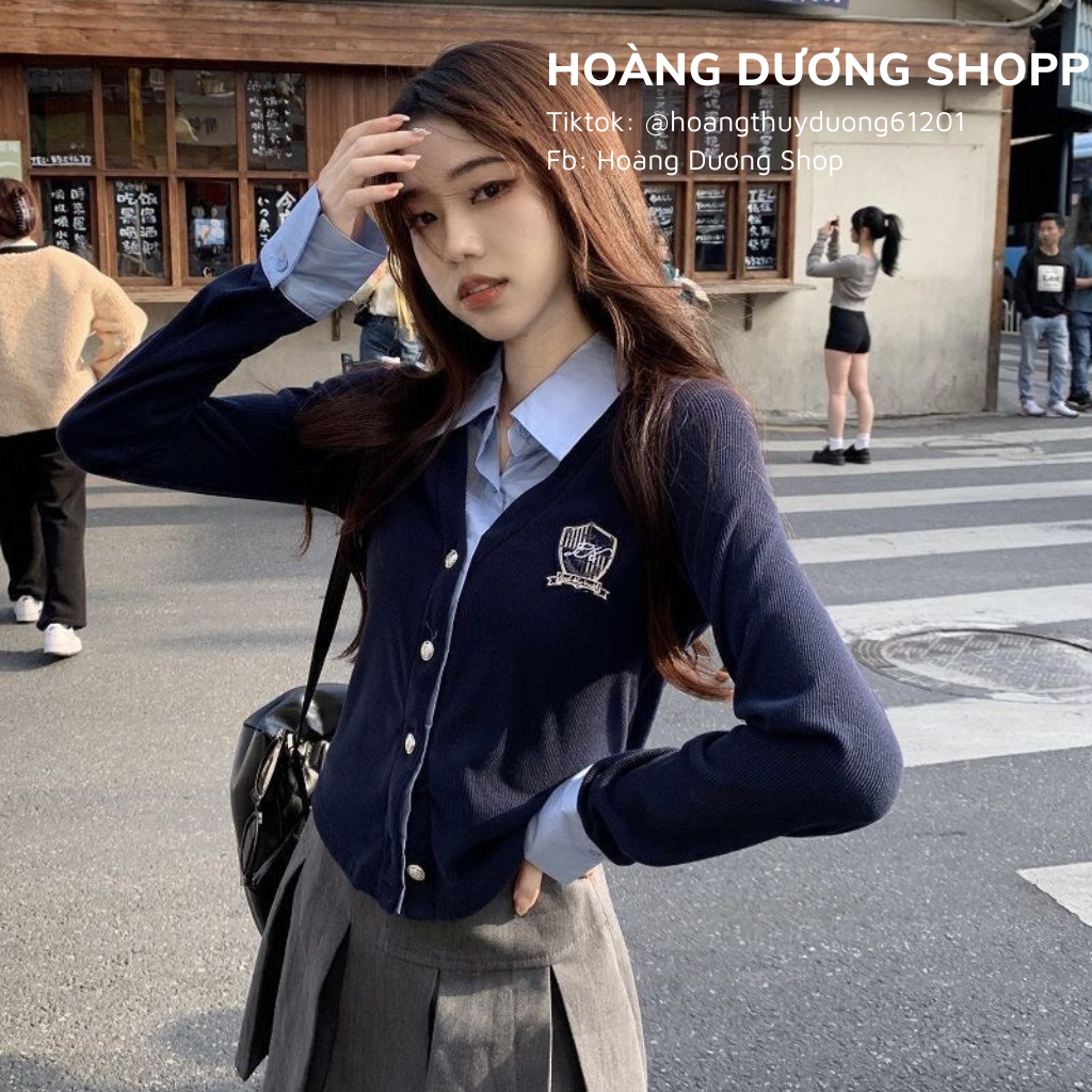 Áo Sơ Mi Tay Dài Giả Hai Lớp Dáng Ôm Phong Cách Hàn Quốc, Áo Sơ Mi Nỉ Mỏng 2 Lớp Ôm Eo Thời Trang Thu Đông Cho Nữ