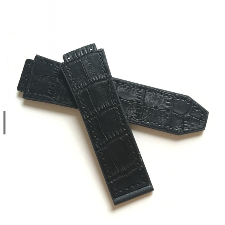 Bộ dây đồng hồ Hub - Dây 2 lớp da mix silicon size 42mm