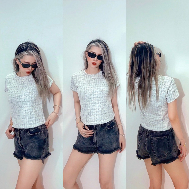 Áo croptop baby tee cổ tròn thun pc bố dày dặn 5 màu