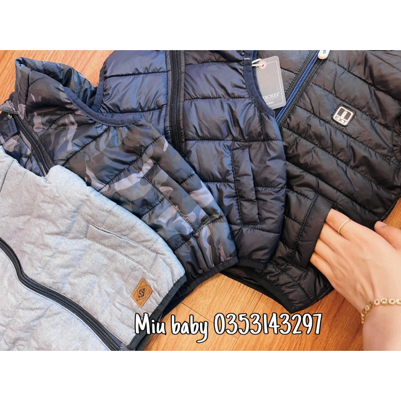 Áo gile phao có mũ bé trai xuât du xịn