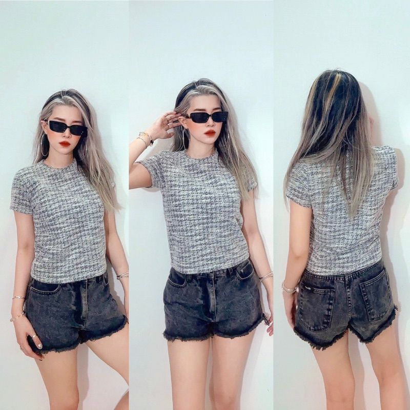 Áo croptop baby tee cổ tròn thun pc bố dày dặn 5 màu