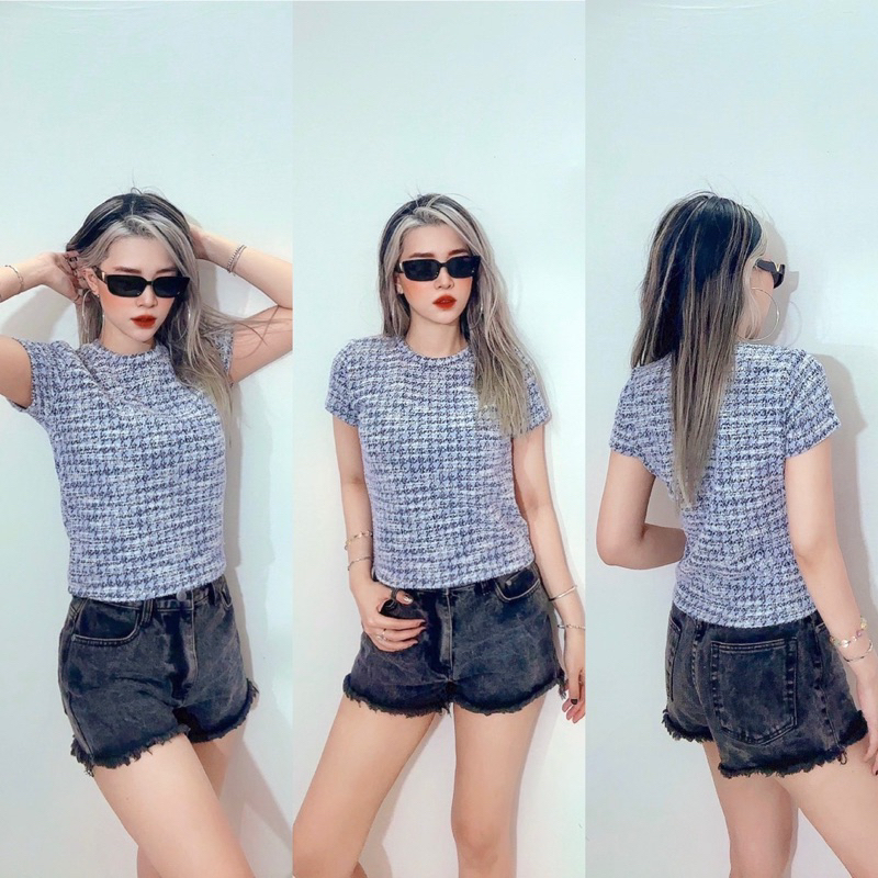 Áo croptop baby tee cổ tròn thun pc bố dày dặn 5 màu