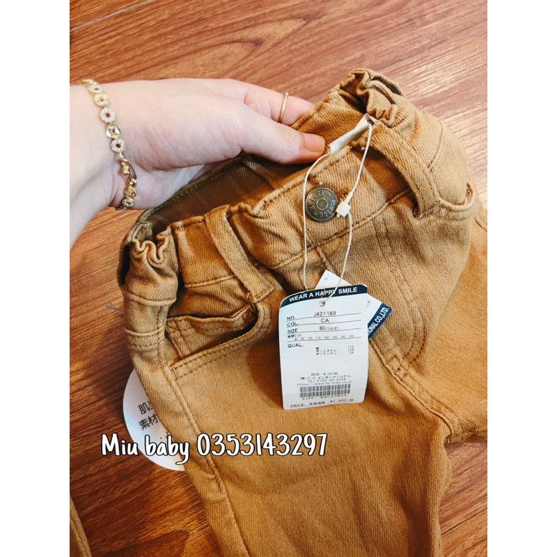 Quần nâu skinny bé trai giả jeans co giãn du xịn