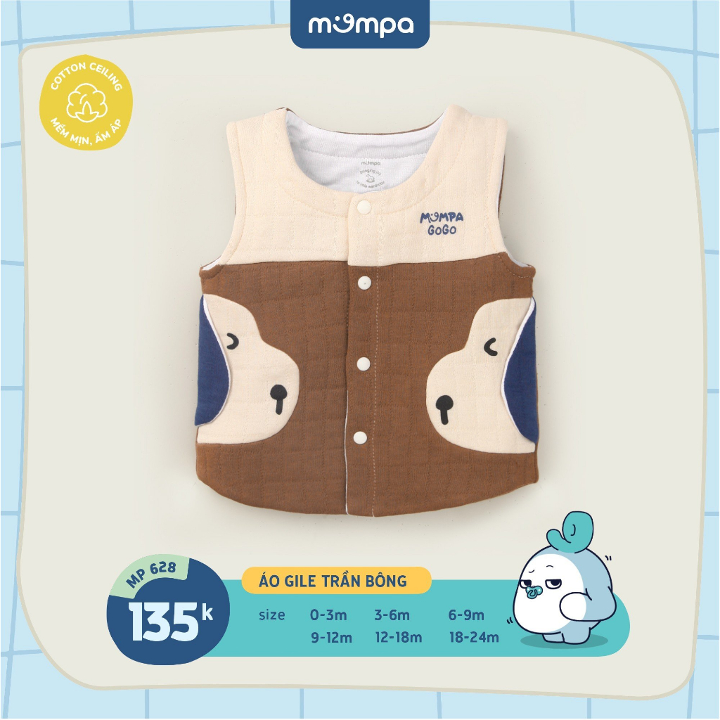 MOMPA Áo gile trần bông cho bé siêu ấm