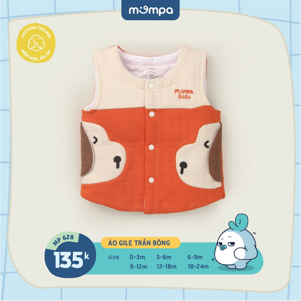 MOMPA Áo gile trần bông cho bé siêu ấm